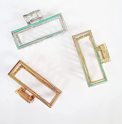 Diversa Stylish Large Metal Hair Claw Clip for Thick Hair - Banana Hair Clips (Rose Gold, Gold, Silver, 3.5 Inches) - 3 Pack - Perfect for Updos, Ponytails & Everyday Hairstyles