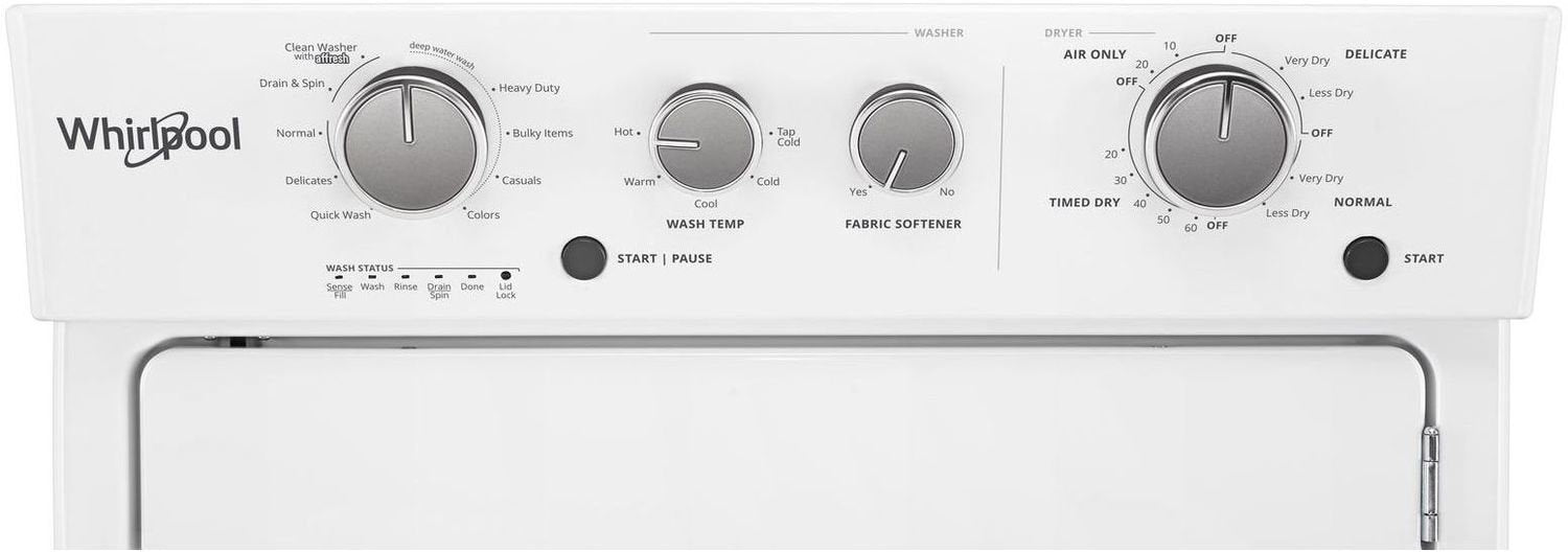 Whirlpool WGT4027HW White Gas Laundry Center - High Efficiency Washer & Dryer Combo for Small Spaces | Perfect for Apartments, Condos & RVs