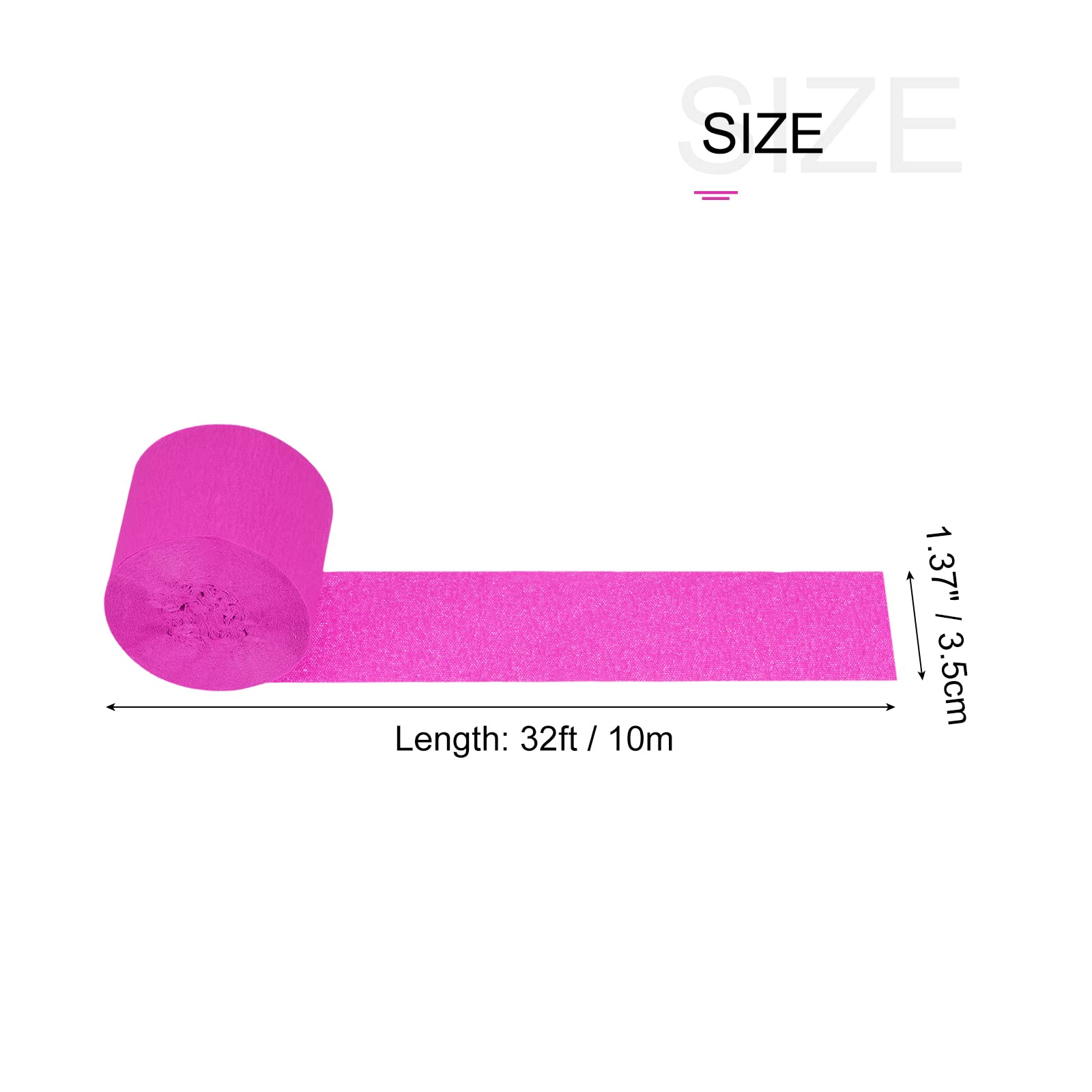 Meccanity 1.37 Inch Wide Fuchsia Crepe Paper Streamers - 32ft Long Party Decorations (Pack of 3) for Birthday, Wedding, Festival & Celebration Decor | Perfect for Ceiling Swags, Backdrops, Photo Booth Props & Party Room Decorations