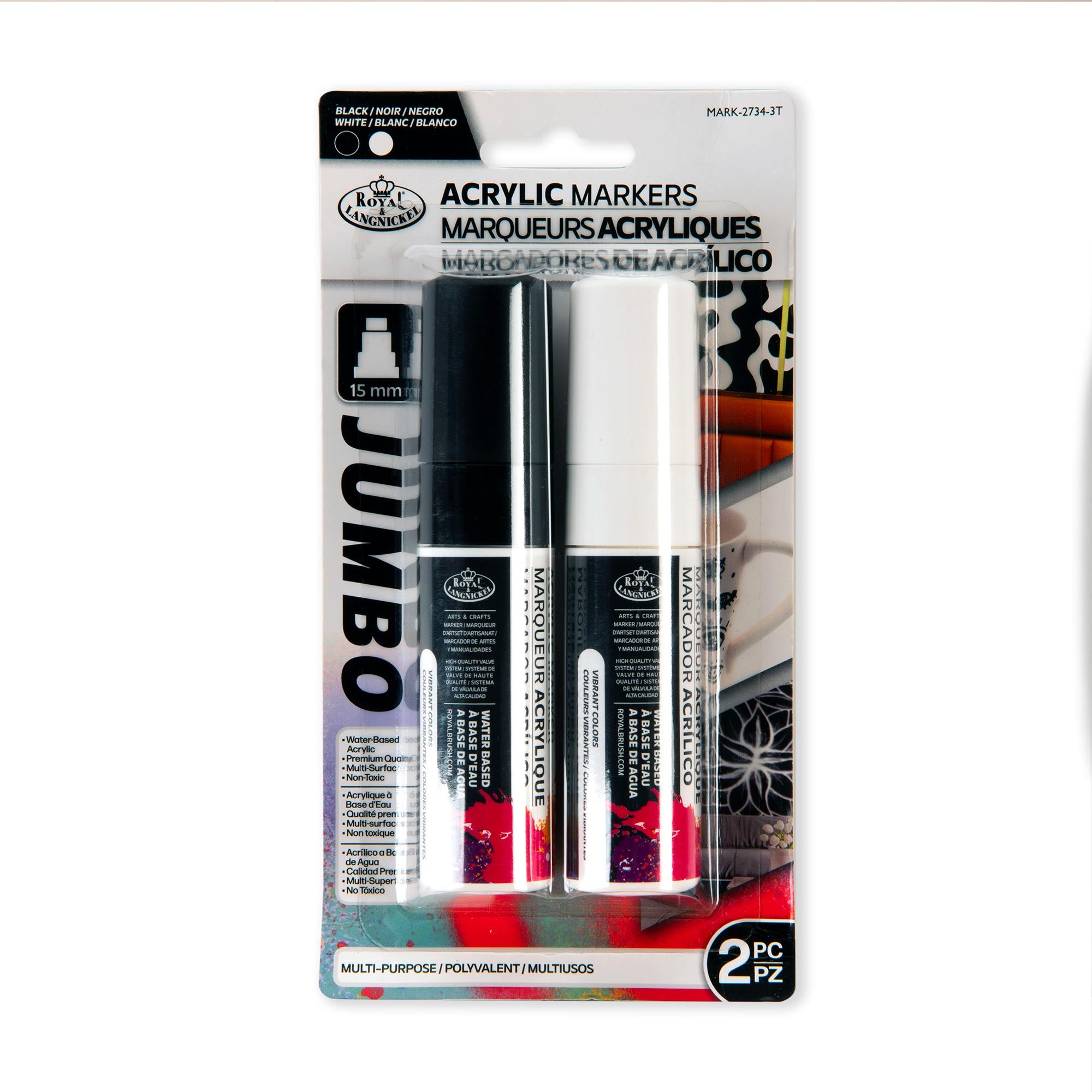 Premium Acrylic Marker Kit - Jumbo Tip Black & White Set of 2 - Ideal for Canvas Painting, DIY Crafts & Sign Making
