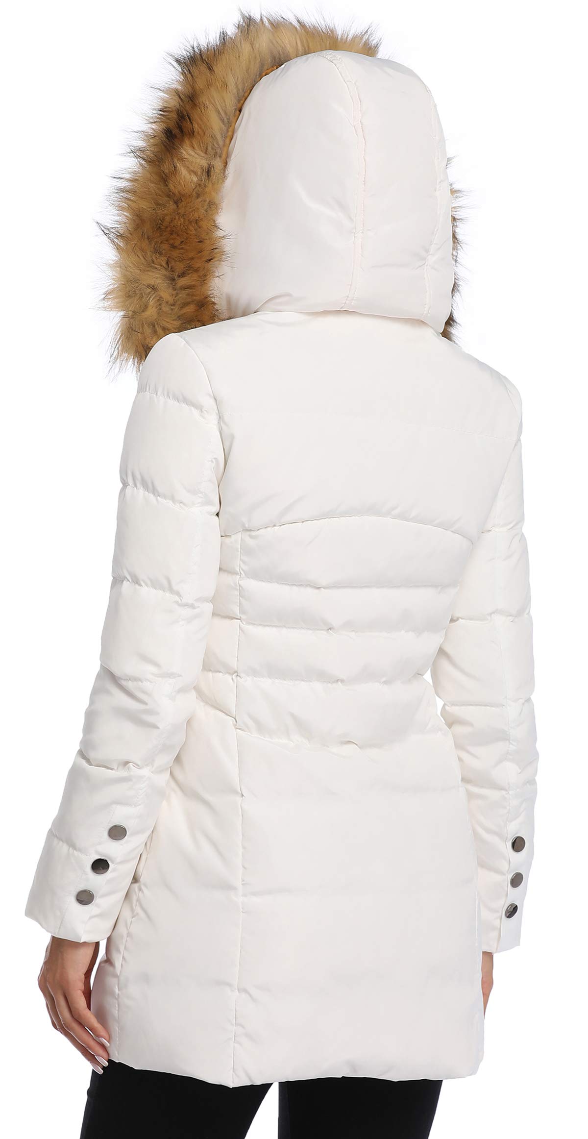 Epsion Women's Hooded Thickened Long Down Jacket - Winter Warm Puffer Coat with Fur Trim, Waterproof Windproof Parka for Extreme Cold Weather - Perfect for Snowboarding, Skiing & Outdoor Activities