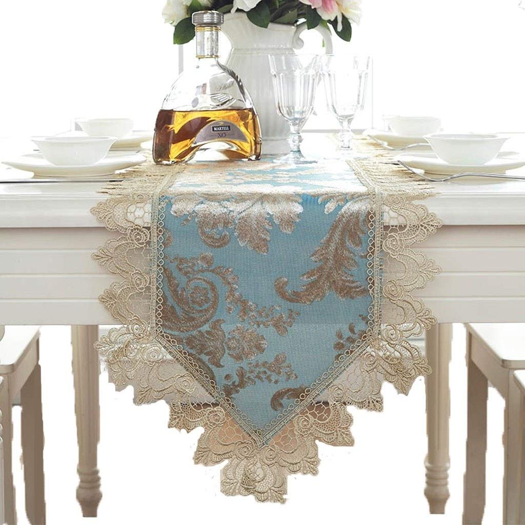 Blue Table Runner 40x150cm - Elegant Dining Table Decor, TV Cabinet & Coffee Table Cover for Home, Wedding, Party | Washable & Durable Fabric for Everyday Use