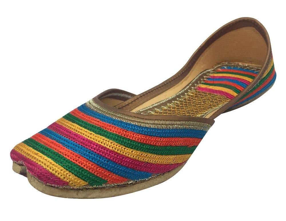 Stylish Punjabi Multicolored Jutti Khussa Shoes - Traditional Indian Mojari for Weddings & Ethnic Events - Perfect for Bridal, Cultural Celebrations & Festive Occasions