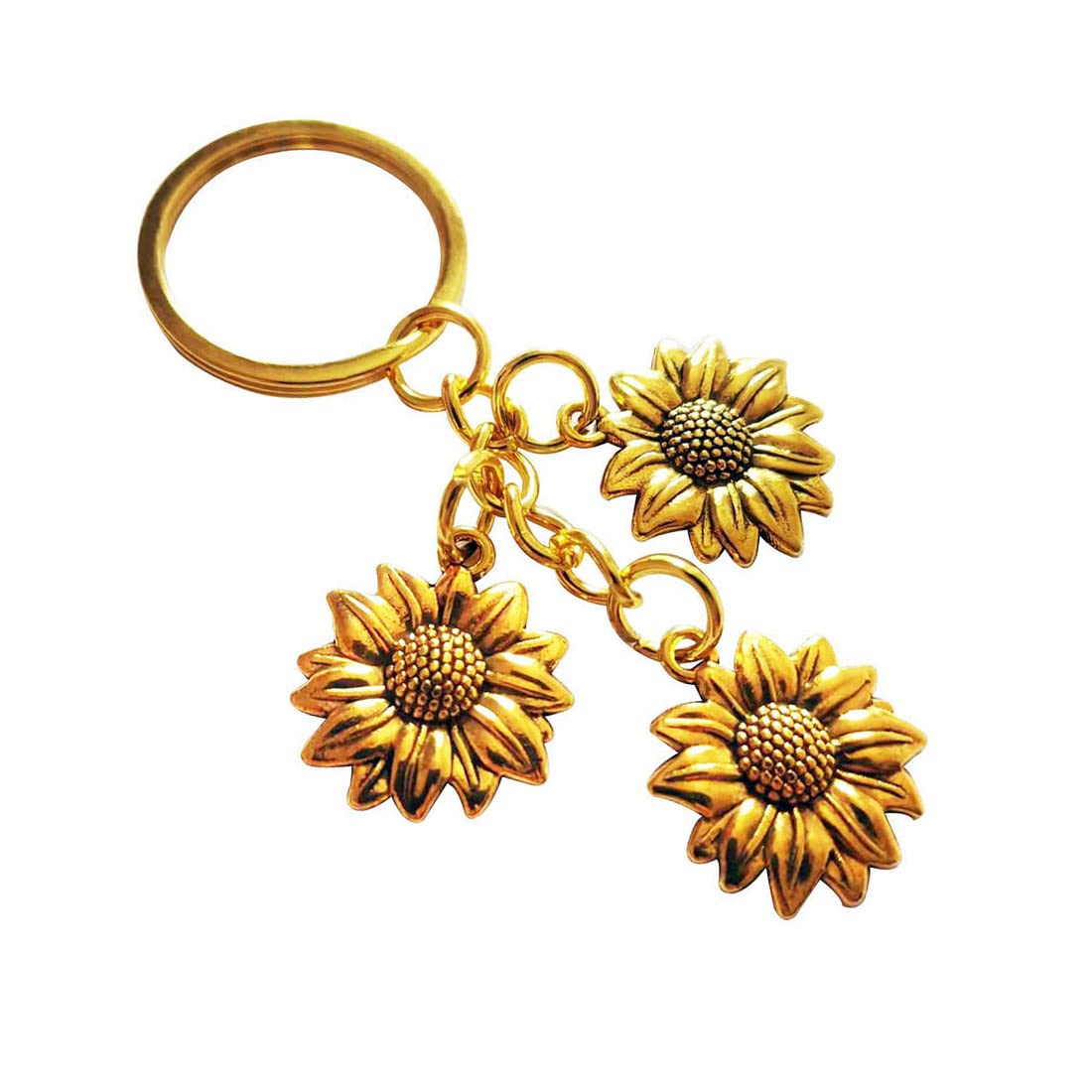 Meimimix Gold Sunflower Pendant Keychain for Women - Stylish Tassel Key Ring with Chain - Perfect for Handbags, Gifts & Everyday Use