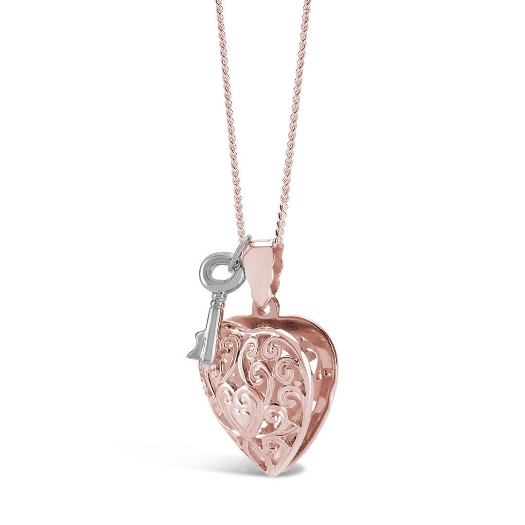Rose Gold Key Locket Necklace for Women - Elegant Heart Pendant Jewelry Gift for Her | Perfect for Valentine's Day, Anniversary & Special Occasions