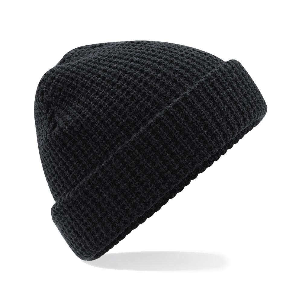 Beechfield B422 Classic Waffle Knit Beanie Hat for Men & Women - Warm Winter Skull Cap for Outdoor Activities, Hiking & Snow Sports