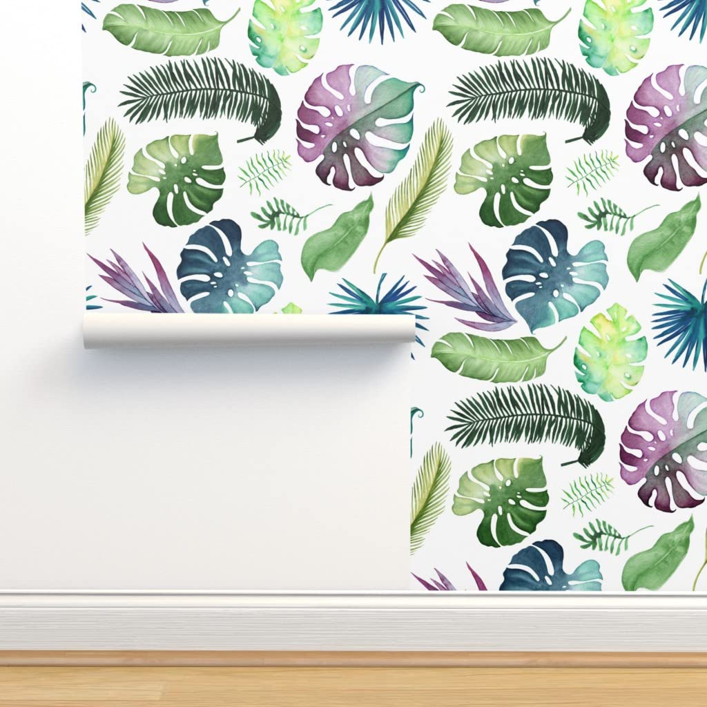 Peel & Stick Removable Wallpaper 9ft x 2ft - Tropical Beach Palm Leaf Summer Modern Monstera Design | Self-Adhesive Wall Decal for Bedroom, Living Room, Nursery & Office Decor