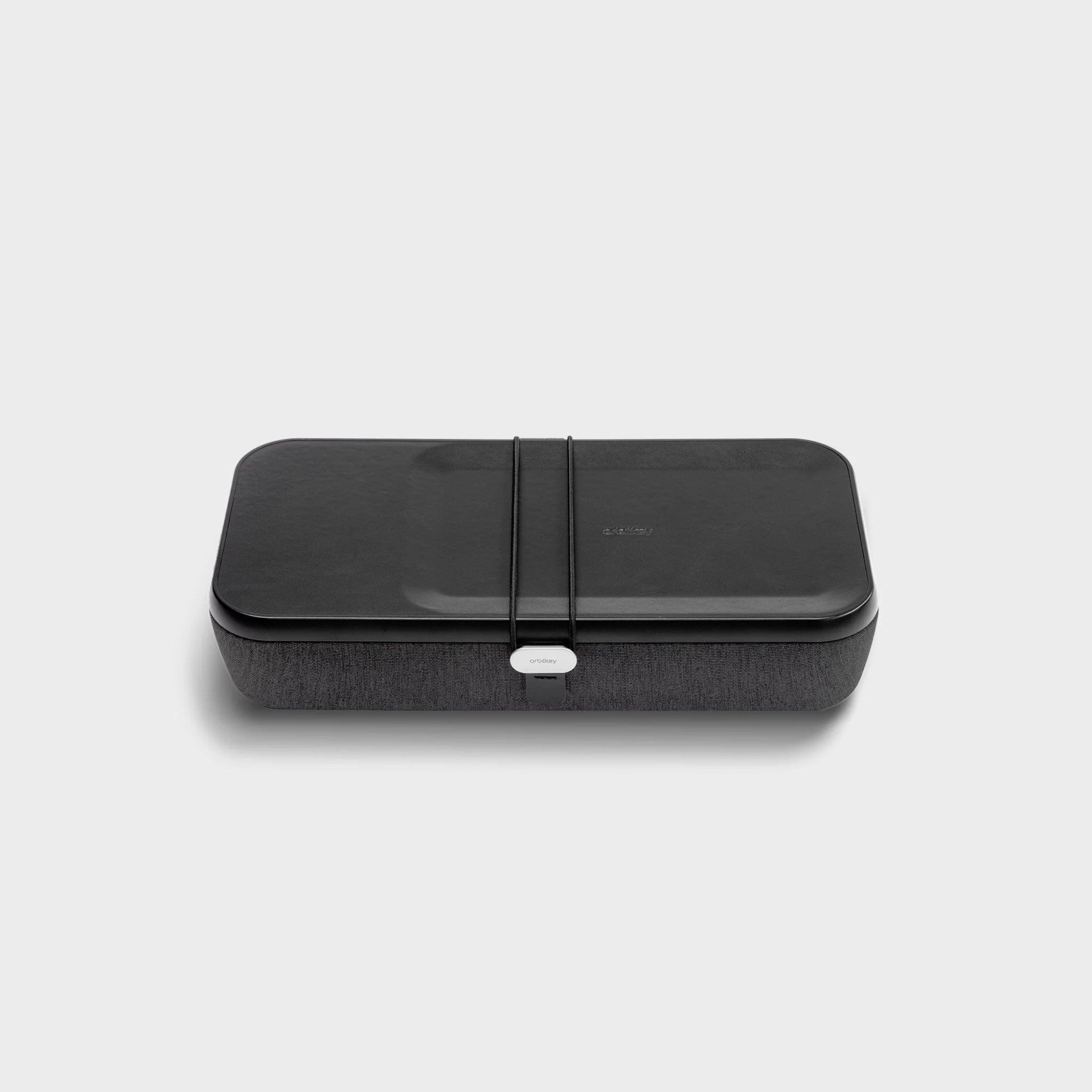 ORBITKEY Nest V2 Organizer - Premium Black Leather Desk Accessory for Keys, Cards & Small Essentials | Perfect for Office, Home & Travel Organization
