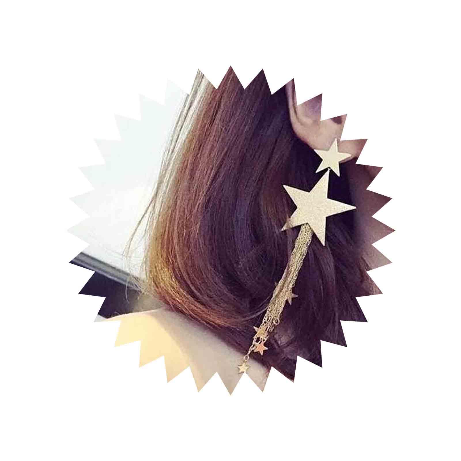 Punk Big Star Drop Dangle Earrings - Fashion Gold Long Thin Star Tassel Chain Earrings for Women | Boho Chic Vintage Jewelry | Perfect for Daily Wear, Parties & Weddings