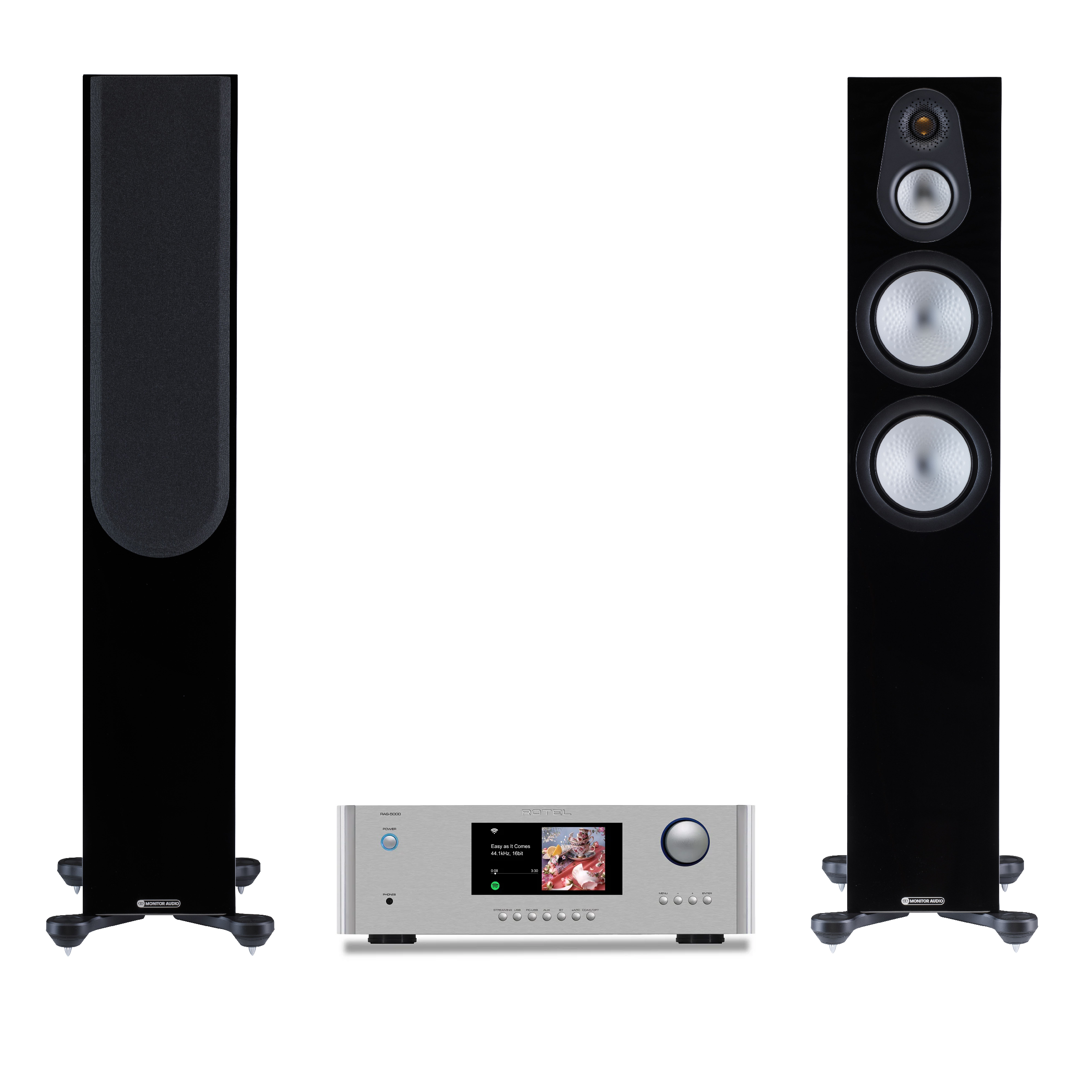 Rotel RAS 5000 & Monitor Audio Silver 300 HiFi Streaming Audio System - Premium Home Theater & Music Listening Experience