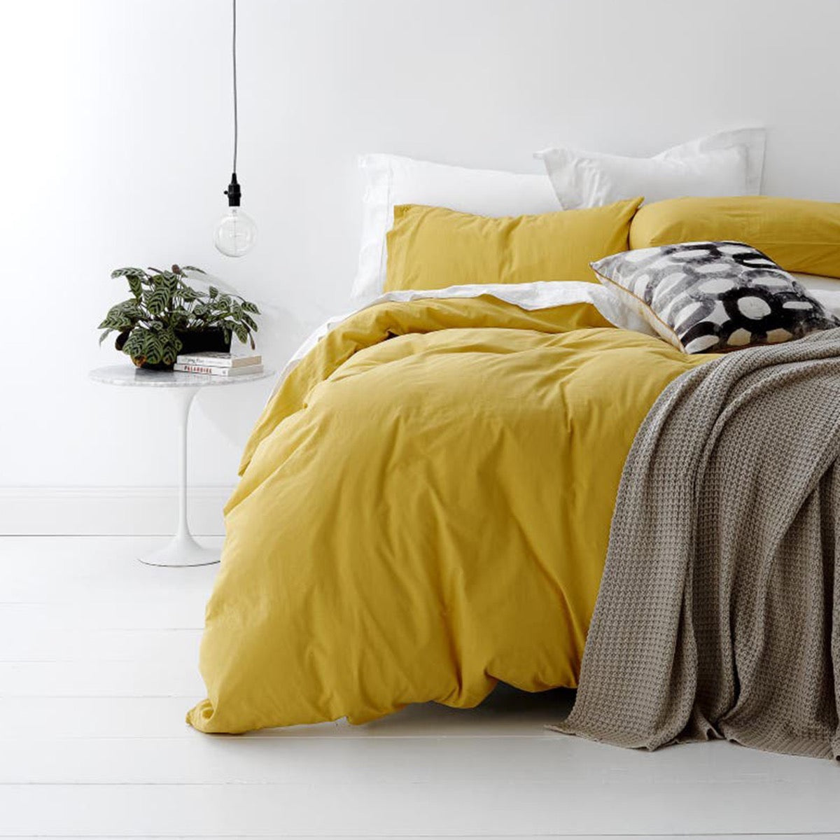 Park Avenue European Vintage Washed Cotton Quilt Cover Set - Misted Yellow | Soft & Breathable Bedding for Cozy Bedroom Decor
