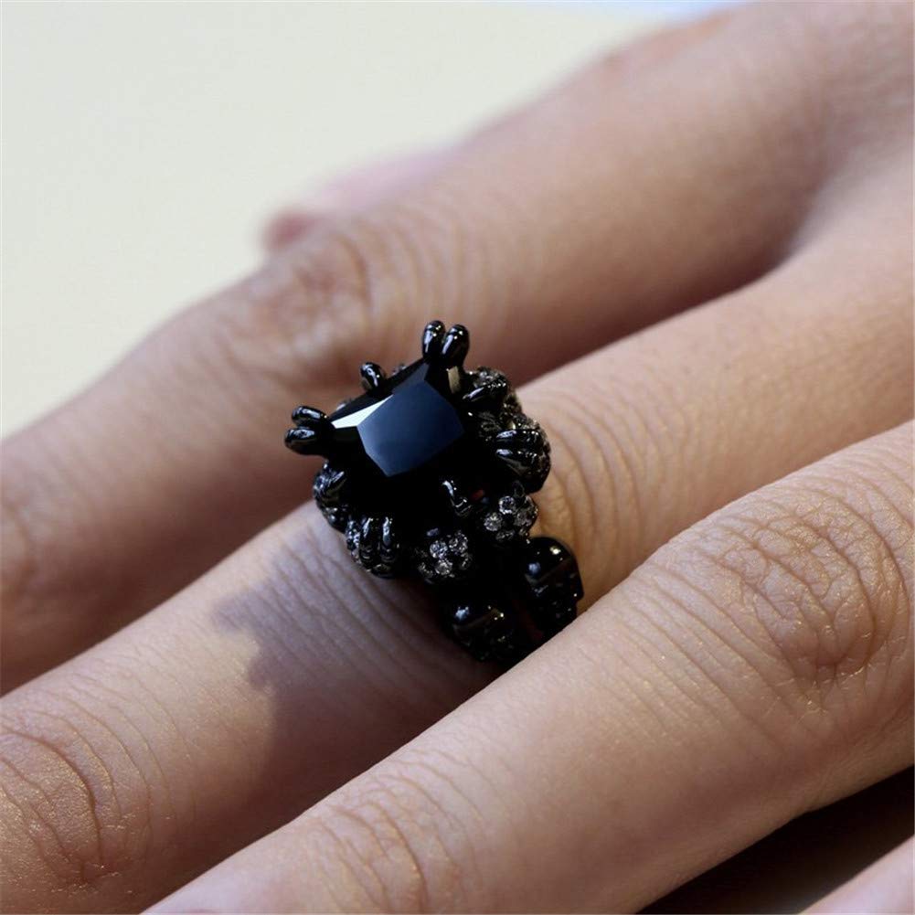 6.55 Carat Princess Cut Diamond Engagement Ring for Women - Sterling Silver Double Row Halo Bridal Ring Set with Black Plating, Anniversary Promise Ring Gift Box (Perfect for Proposals, Weddings & Special Occasions)