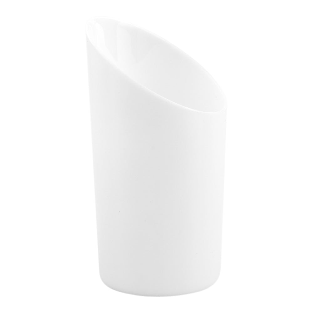 100-Pack 3 oz Round White Plastic Incline Shot Glasses with 100 Silver Mini Plastic Forks - Perfect for Parties, Weddings, and Cocktail Events