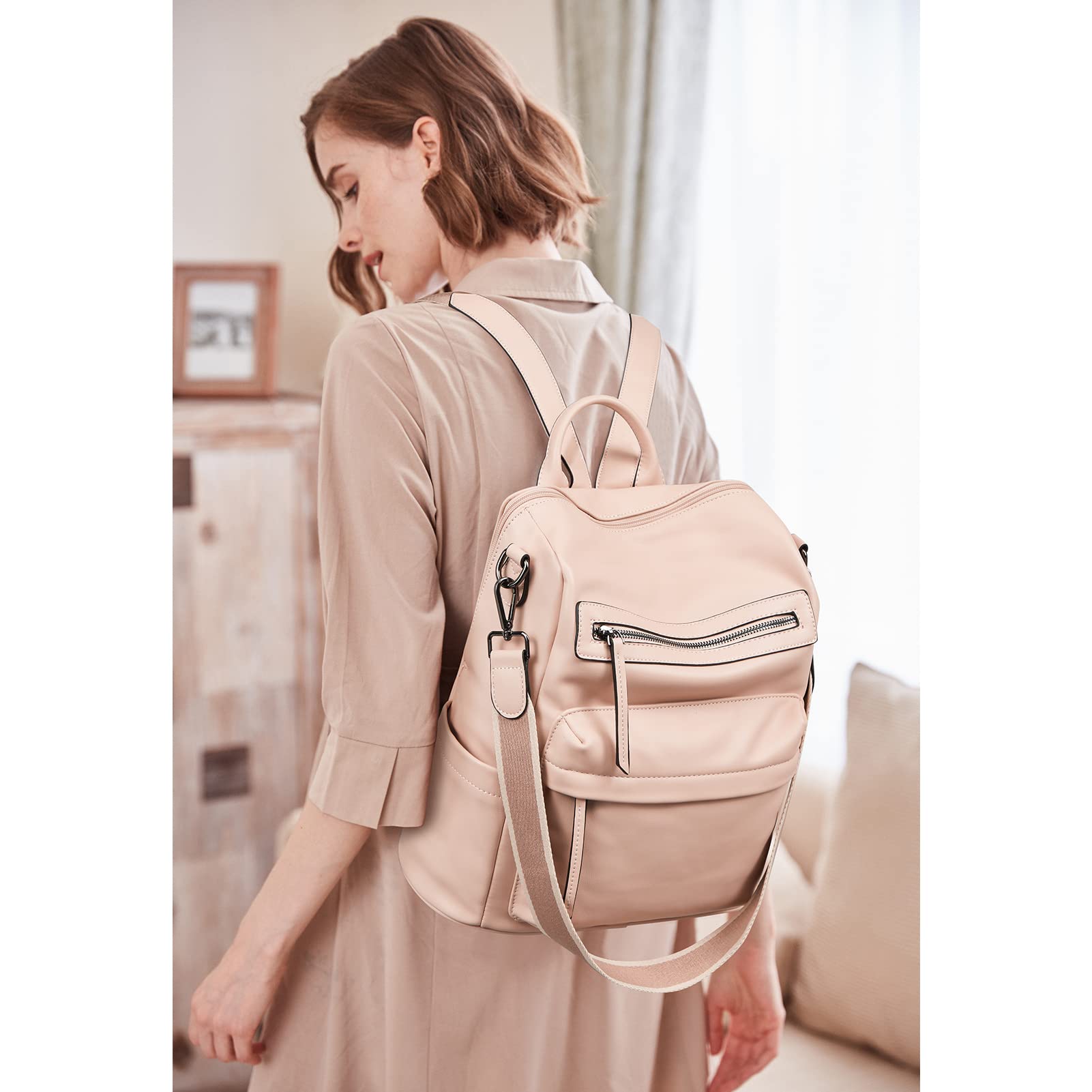 Stylish BROMEN Leather Backpack Purse for Women - Large Fashion Designer Shoulder Bag for Travel, Work & Daily Use | Durable & Trendy Ladies Handbag for Commuting, Shopping & Weekend Outings