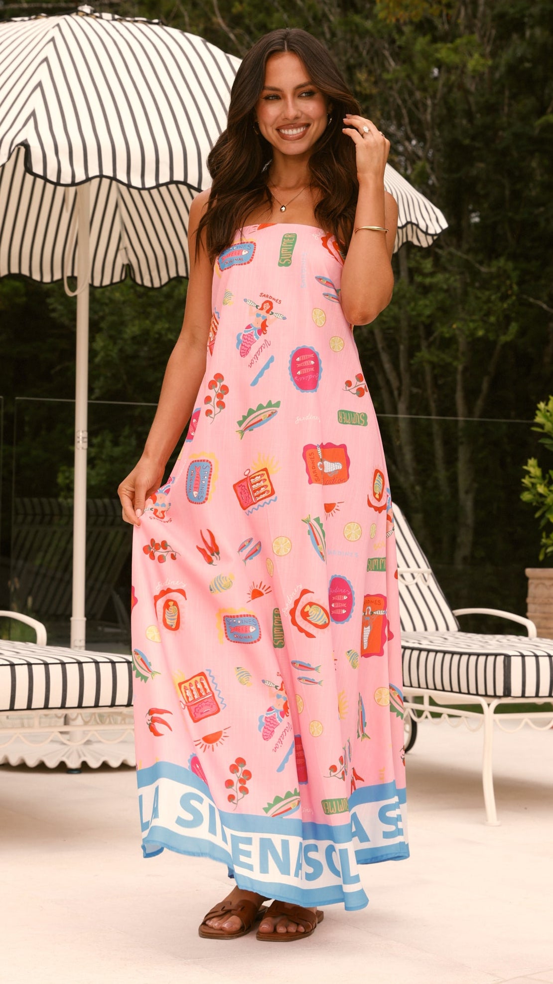 La Sirena Strapless Maxi Dress - Pink Soleil | Flowy Beach Wedding Dress for Women | Perfect for Summer Vacations, Beach Parties & Boho Photoshoots