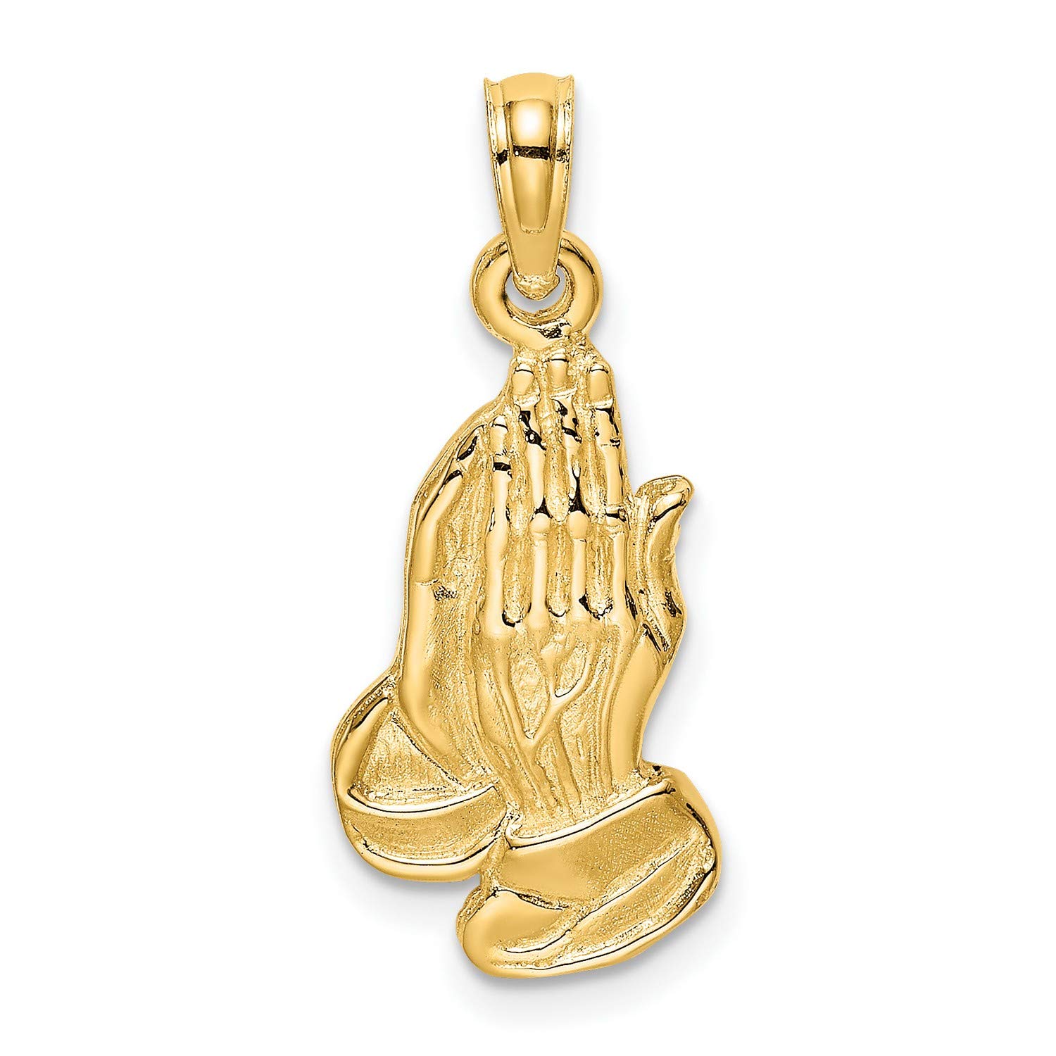 14K Yellow Gold Praying Hands Charm Pendant - Perfect for Necklaces, Bracelets & Spiritual Jewelry Gifts