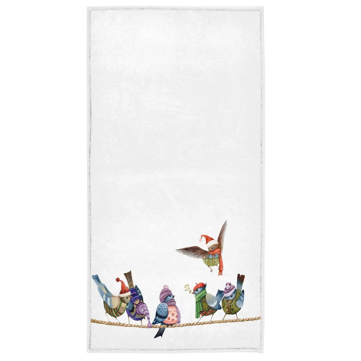 Pfrewn Funny Dressed Birds Hand Towels 16x30 Inch - Ultra Soft & Highly Absorbent Christmas Winter Bathroom Towels - Perfect for Holiday Decor, Guest Bathrooms & Festive Gift Giving