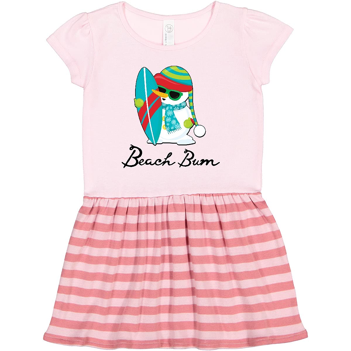 Inktastic Beach Bum Surfing Snowman at The Beach Toddler Dress - Cute Summer Outfit for Girls, Boys, Baby & Kids - Perfect for Beach Vacations, Pool Parties & Family Photos