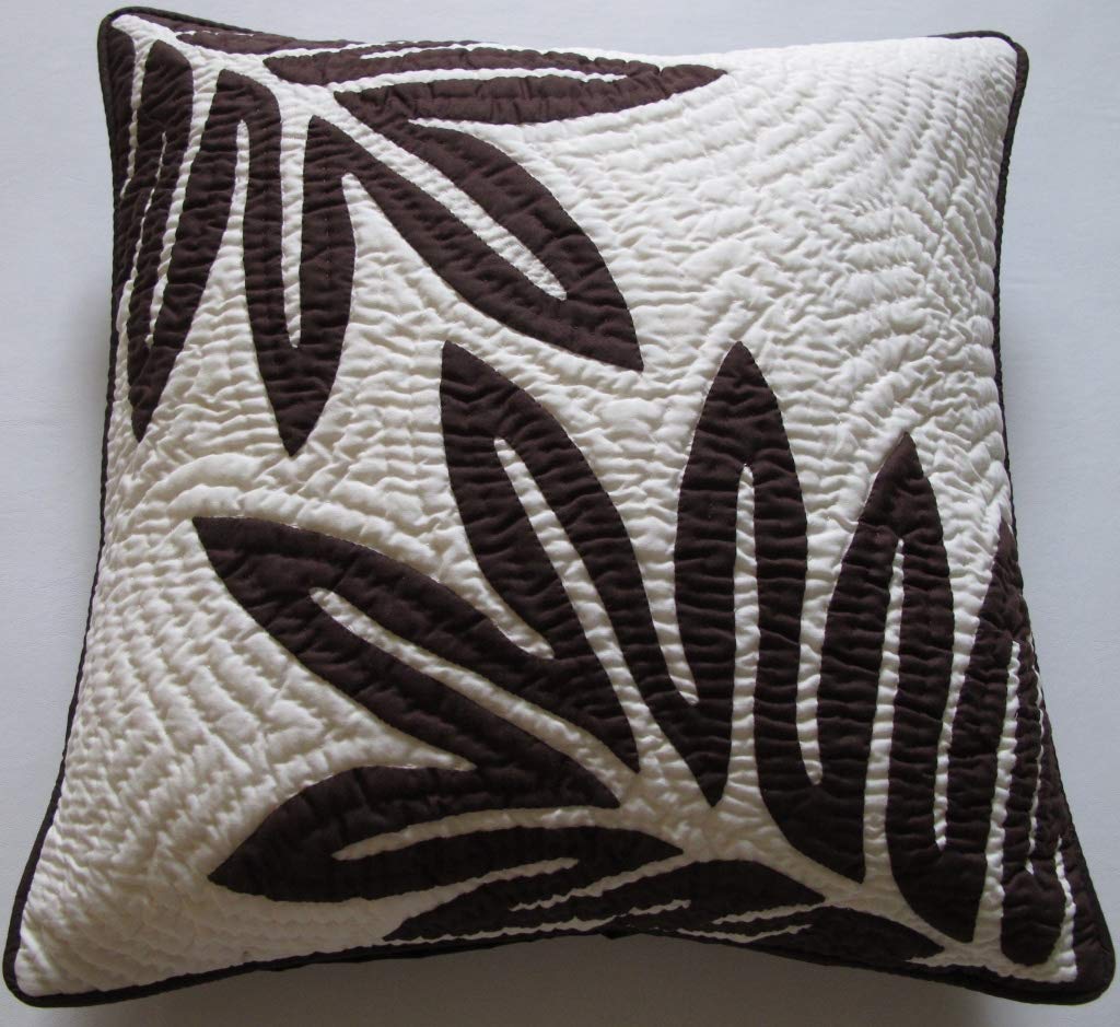 2 Hawaiian Quilt Pillow Covers 18x18 Inches - 100% Hand Quilted & Hand Appliquéd Tropical Floral Design - Perfect for Sofa, Bedroom Decor & Hawaiian Theme Home Styling