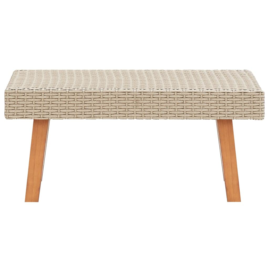 Waterproof Outdoor Side Table - Portable Beige Poly Rattan Coffee Table for Patio, Garden, Porch, Balcony & Yard | Fast Shipping | Perfect for Relaxing with Coffee or Drinks Al Fresco