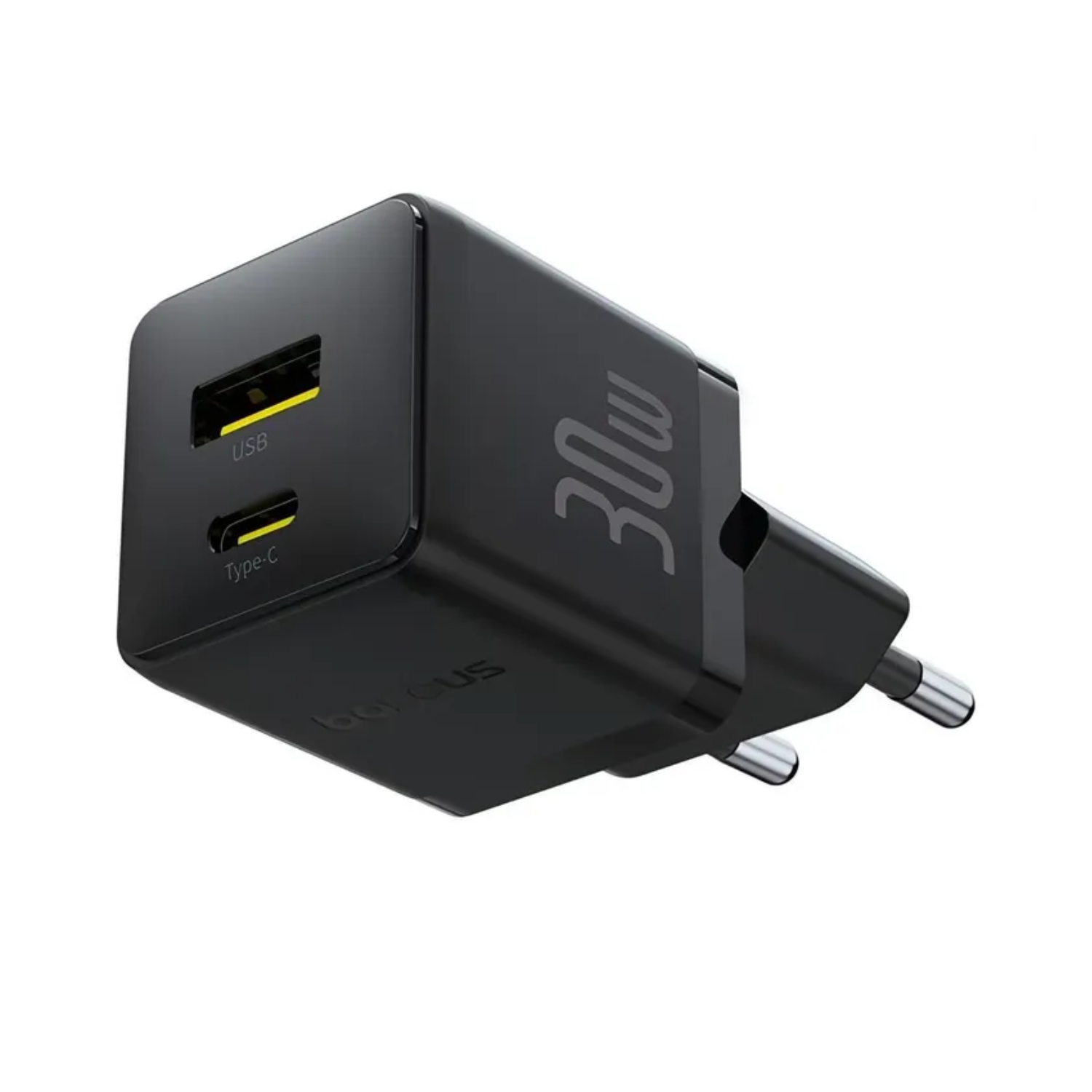 Baseus 30W Fast Charger USB C & USB A Dual Port - Compact Palm-Sized Design for iPhone, Samsung, Google Pixel - Perfect for Travel, Office & Home Use