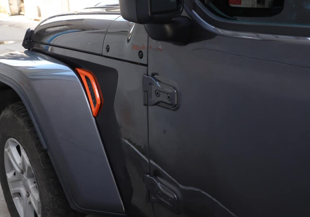 Jeep Wrangler JL & Gladiator JT 2018+ Wheel Fender Vent Cover - Orange Exterior Accessory for 4-Door Models | Off-Road Protection & Custom Styling Upgrade