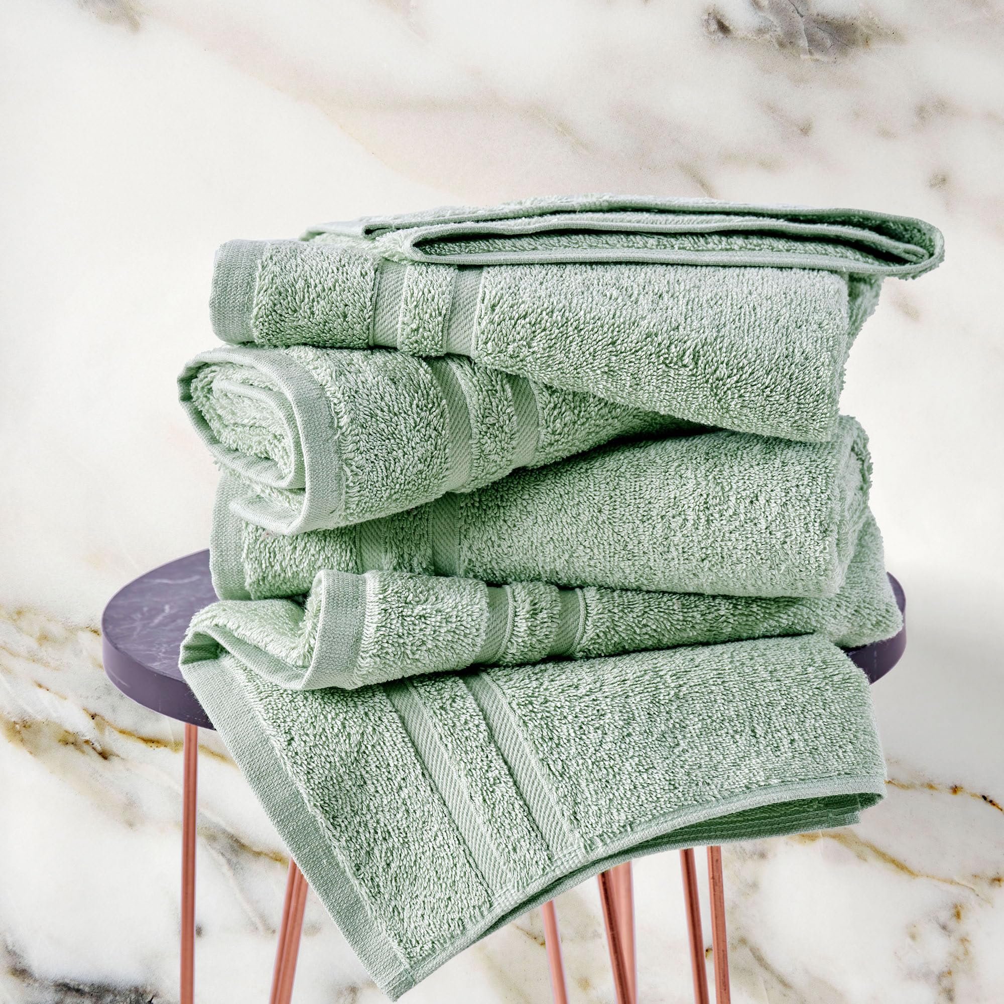 Premium 4-Pack Turkish Cotton Hand Towels - Soft, Absorbent & Light Green Linen Bath Towels for Kitchen, Bathroom & Spa | Hawmam Luxury Linens