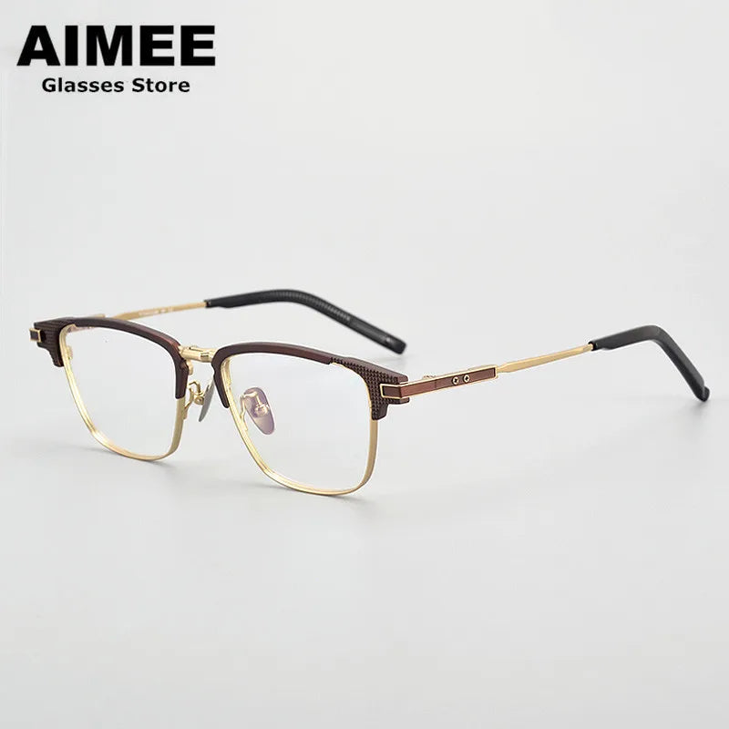 Aimee Unisex Full Rim Square Titanium Acetate Eyeglasses 94202 - Lightweight & Durable Frame for Men & Women - Perfect for Reading, Working & Daily Wear