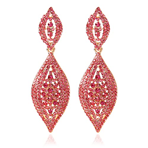 F2：pink rhinestone bridal earrings