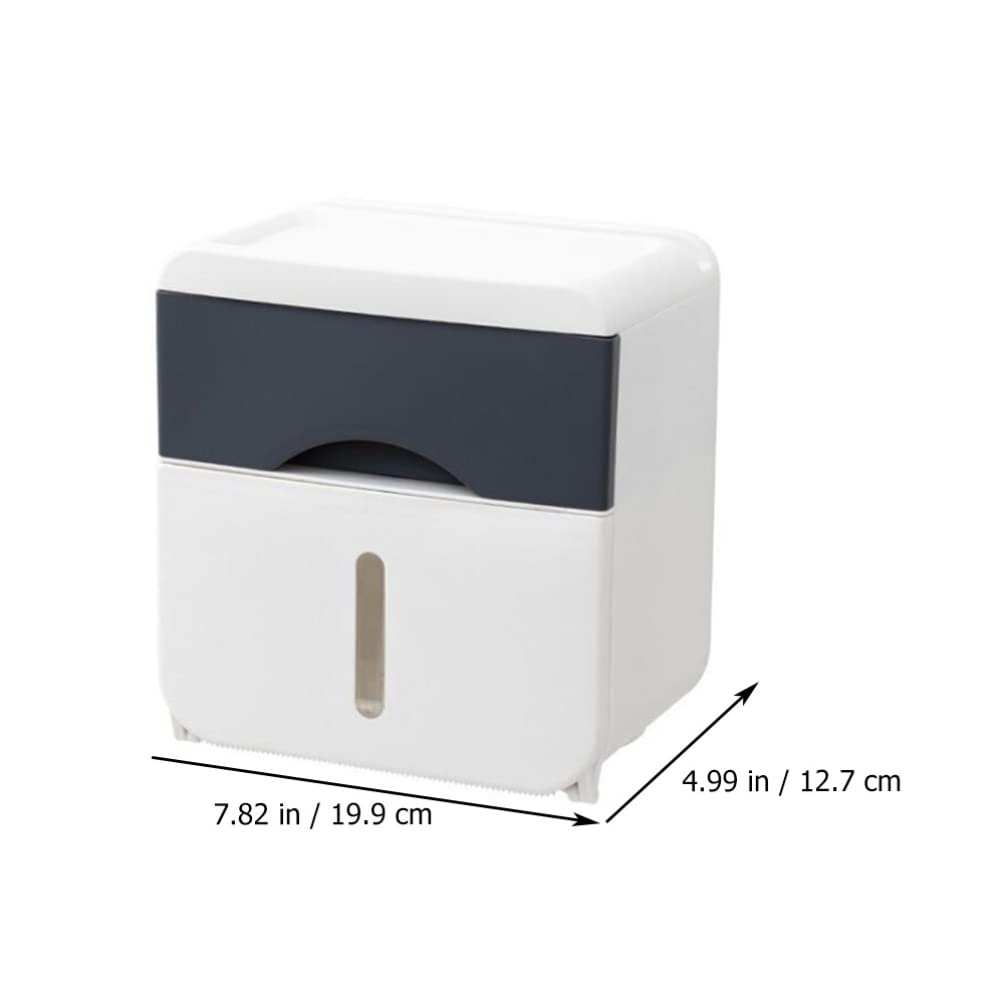 FOMIYES No-Drill Bathroom Storage Box & Toilet Paper Holder - ABS Wall-Mounted Tissue Organizer for Bathroom, Kitchen, RV - Space-Saving Shelf for Toilet Rolls, Facial Tissues & Bath Essentials