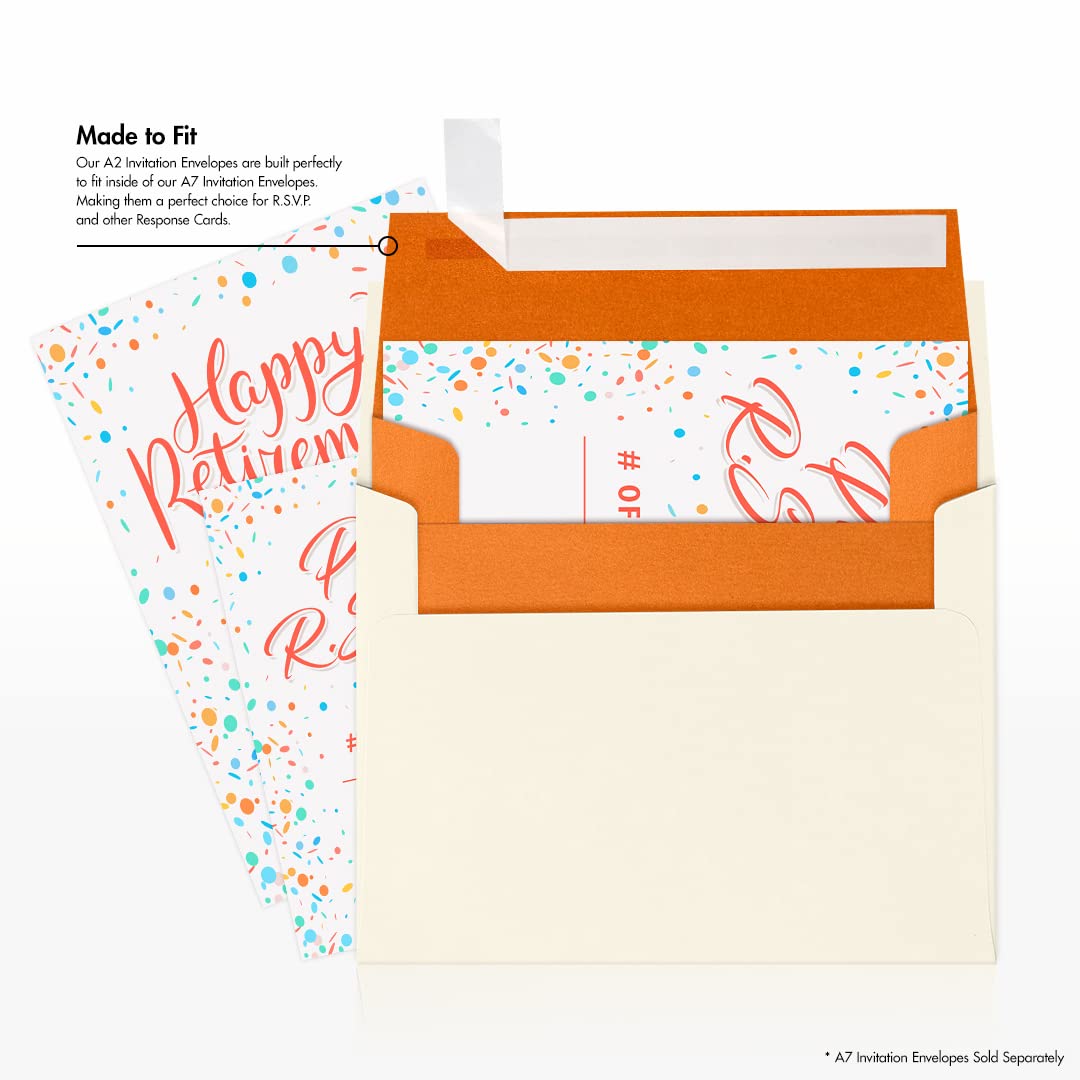 Premium A2 Invitation Envelopes 4 3/8 x 5 3/4 Inches - 500 Pack Flame Orange Metallic Finish for Wedding Invitations, Greeting Cards & Business Correspondence
