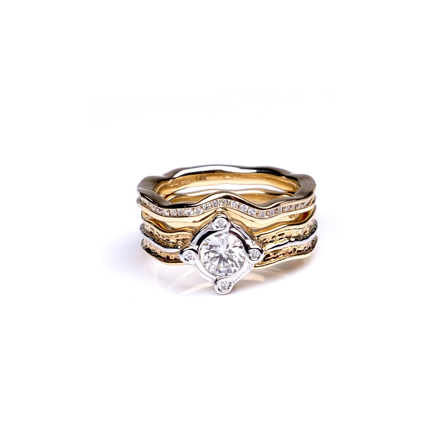 14K Yellow & White Gold Certified Lab Grown Diamond Rocks 'n Rivers Ring for Women | Elegant Wedding, Engagement & Anniversary Jewelry Gift