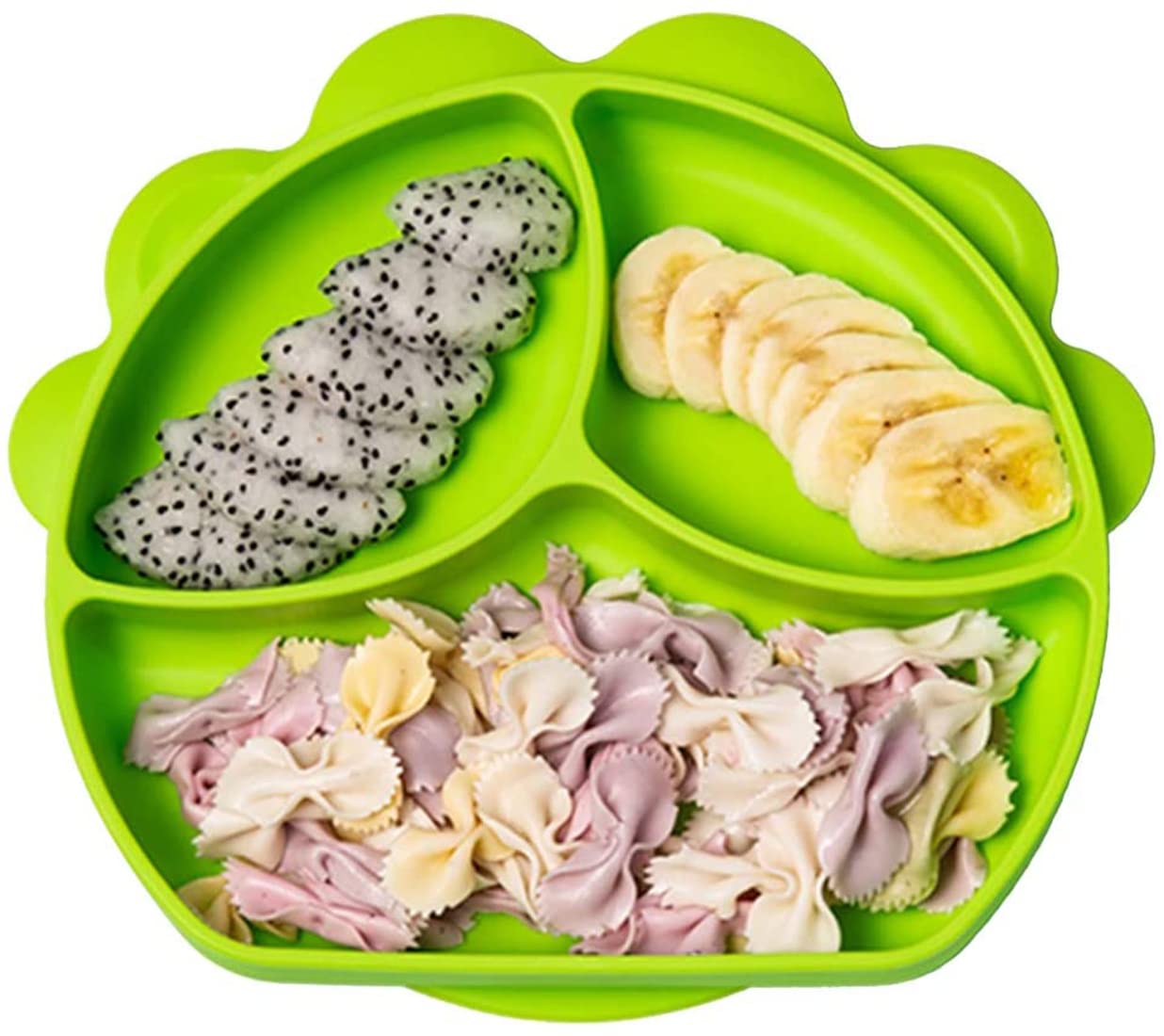 BPA-Free Silicone Divided Suction Plates for Babies & Toddlers - Self-Feeding Dish for Weaning, Microwave & Dishwasher Safe - Perfect for Highchair Meals & Mess-Free Learning (Green)