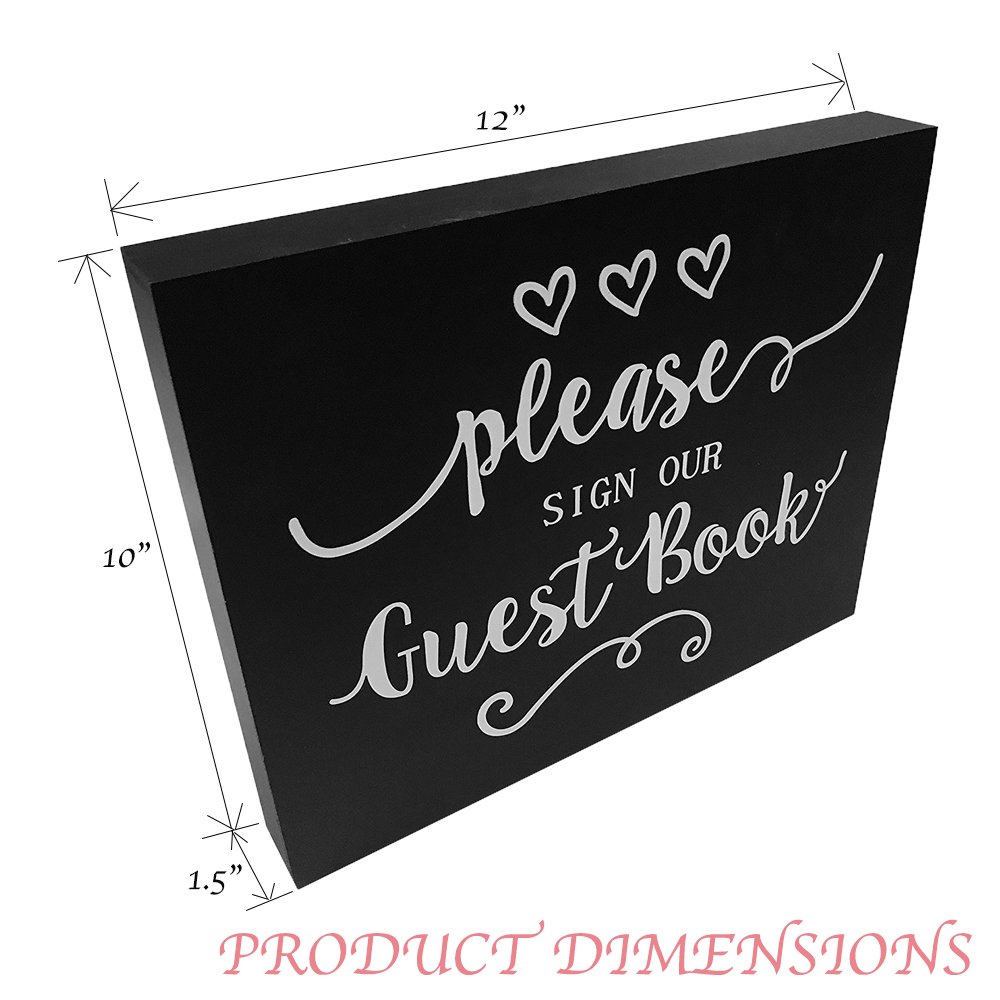 JennyGems Guest Book Sign - Elegant Black Guestbook Table Decor for Weddings, Parties & Baby Showers | Made in USA | Perfect for Reception Entry & Gift Table Display