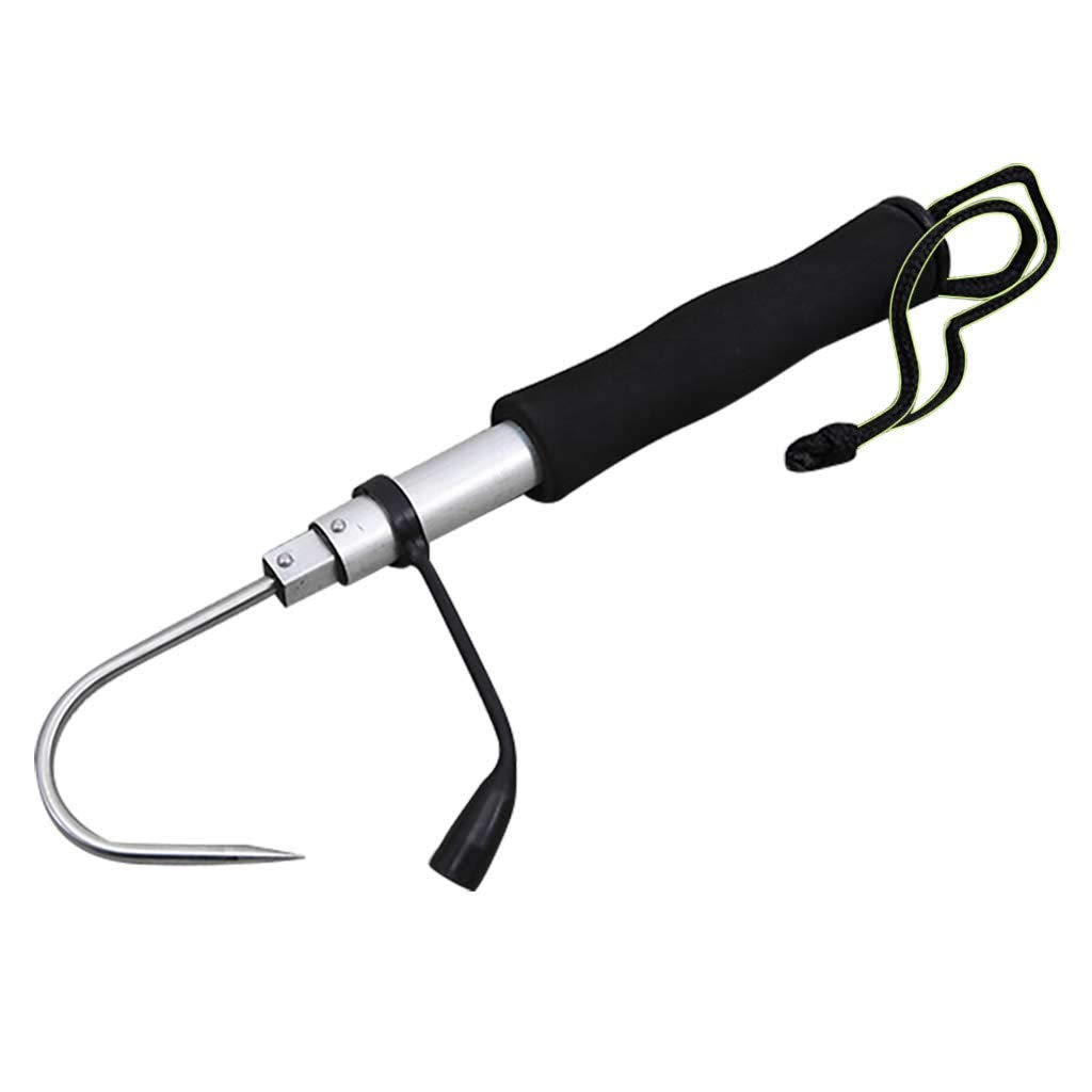 Retractable Stainless Steel Fishing Hook - Telescopic Ice & Sea Fishing Tackle Accessory for Anglers (Black, One Size) - Perfect for Saltwater, Freshwater & Ice Fishing Adventures