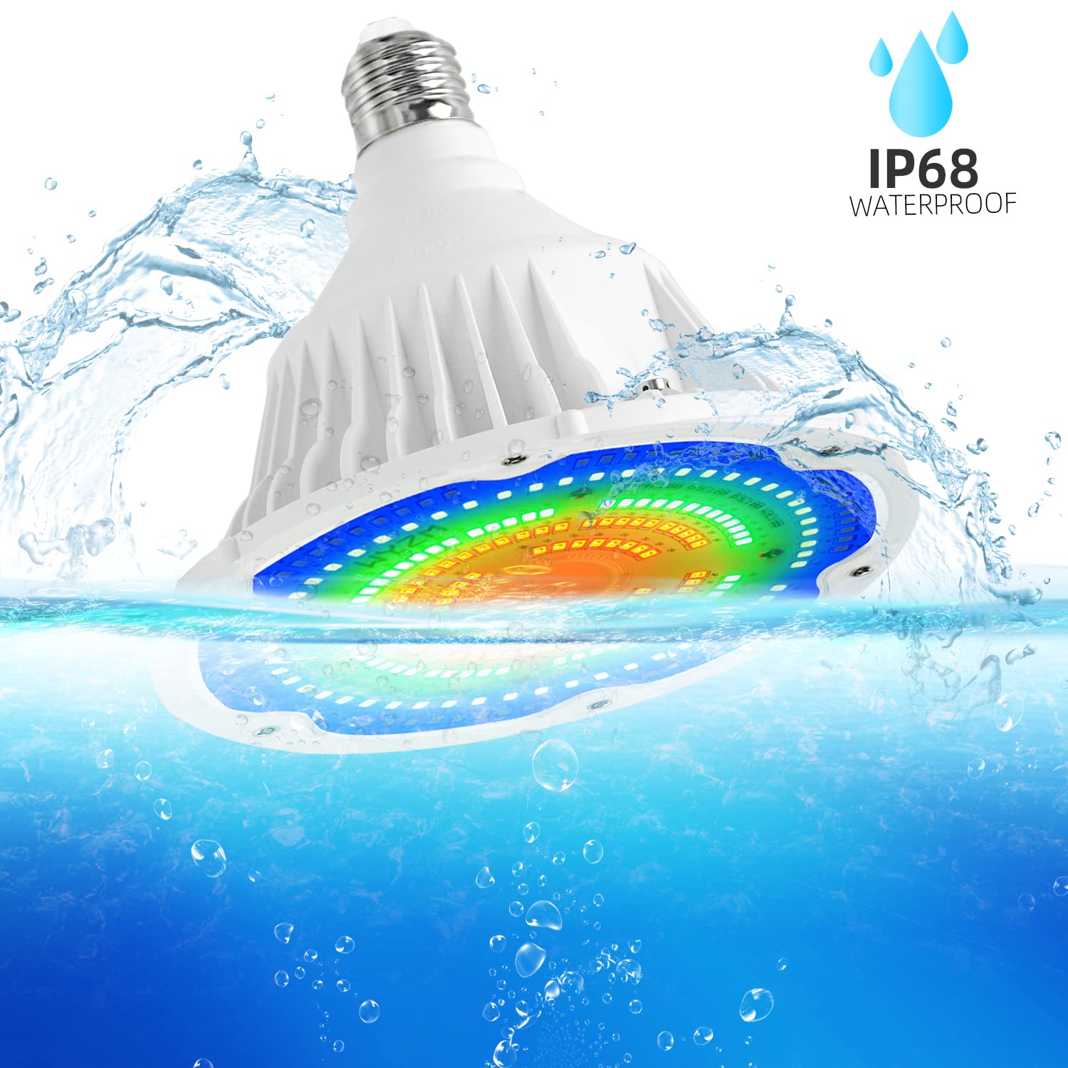 WYZM 40W LED Pool Light Bulb with Remote Control - IP68 Waterproof, 120V, Compatible with Pentair & Hayward Inground Swimming Pool Lights - Perfect for Backyard, Garden, and Landscape Lighting