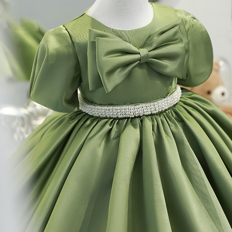 Princess Dresses for Baby Girls - Summer Green Bow Birthday Party Gowns | Toddler Formal Wear for Special Occasions, Photo Shoots & Celebrations