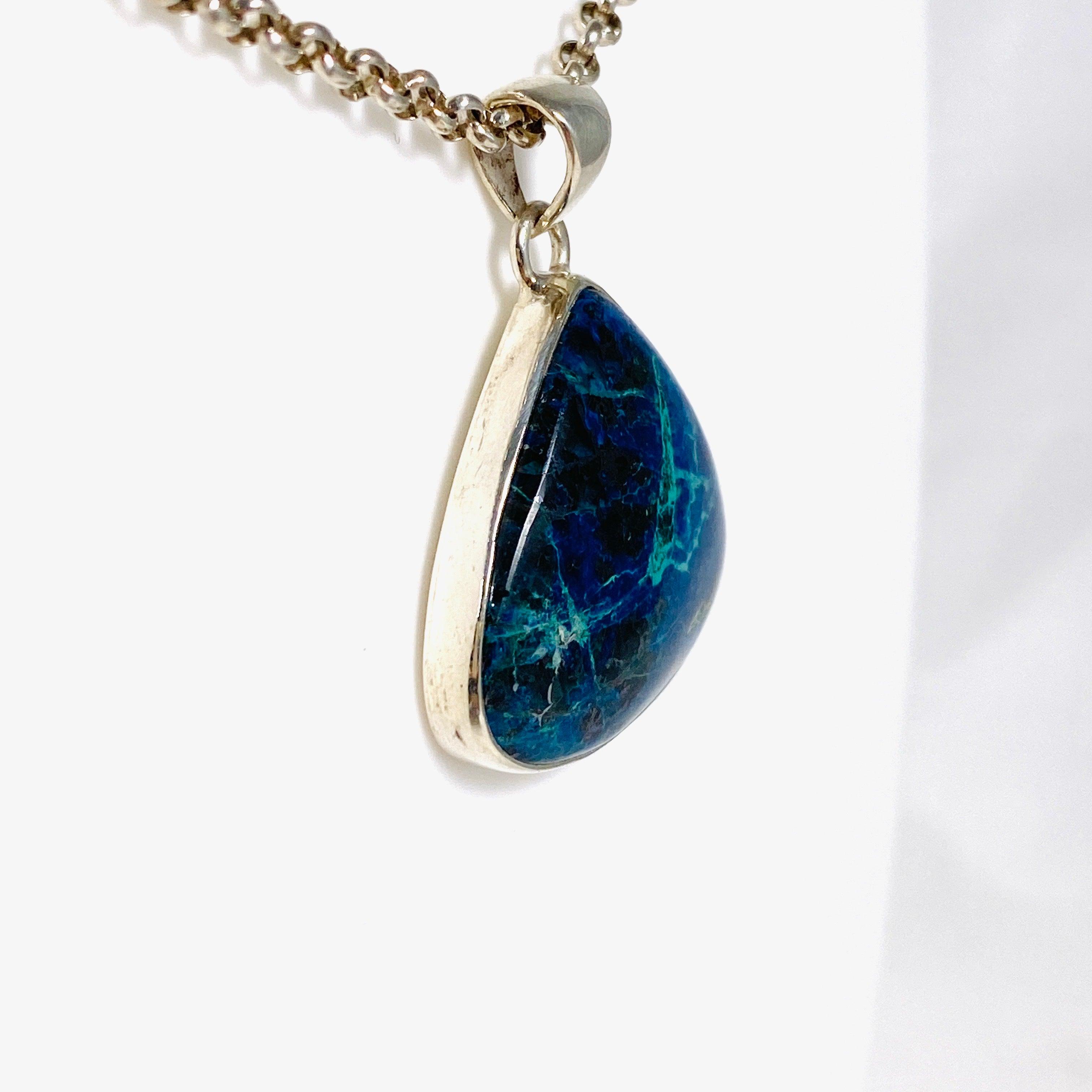Shattuckite Teardrop Pendant Necklace KPGJ3188 - Handmade Blue Crystal Jewelry for Women, Gift for Her, Spiritual Healing & Meditation Accessory