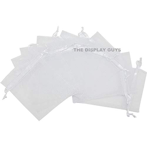 Premium 100-Pack 6x8 Inch White Sheer Organza Drawstring Gift Bags - Jewelry, Candy, Wedding Favors & Party Treat Bags - Elegant Mesh Favor Pouches for Bridal Showers, Baby Showers & Birthday Party Decorations