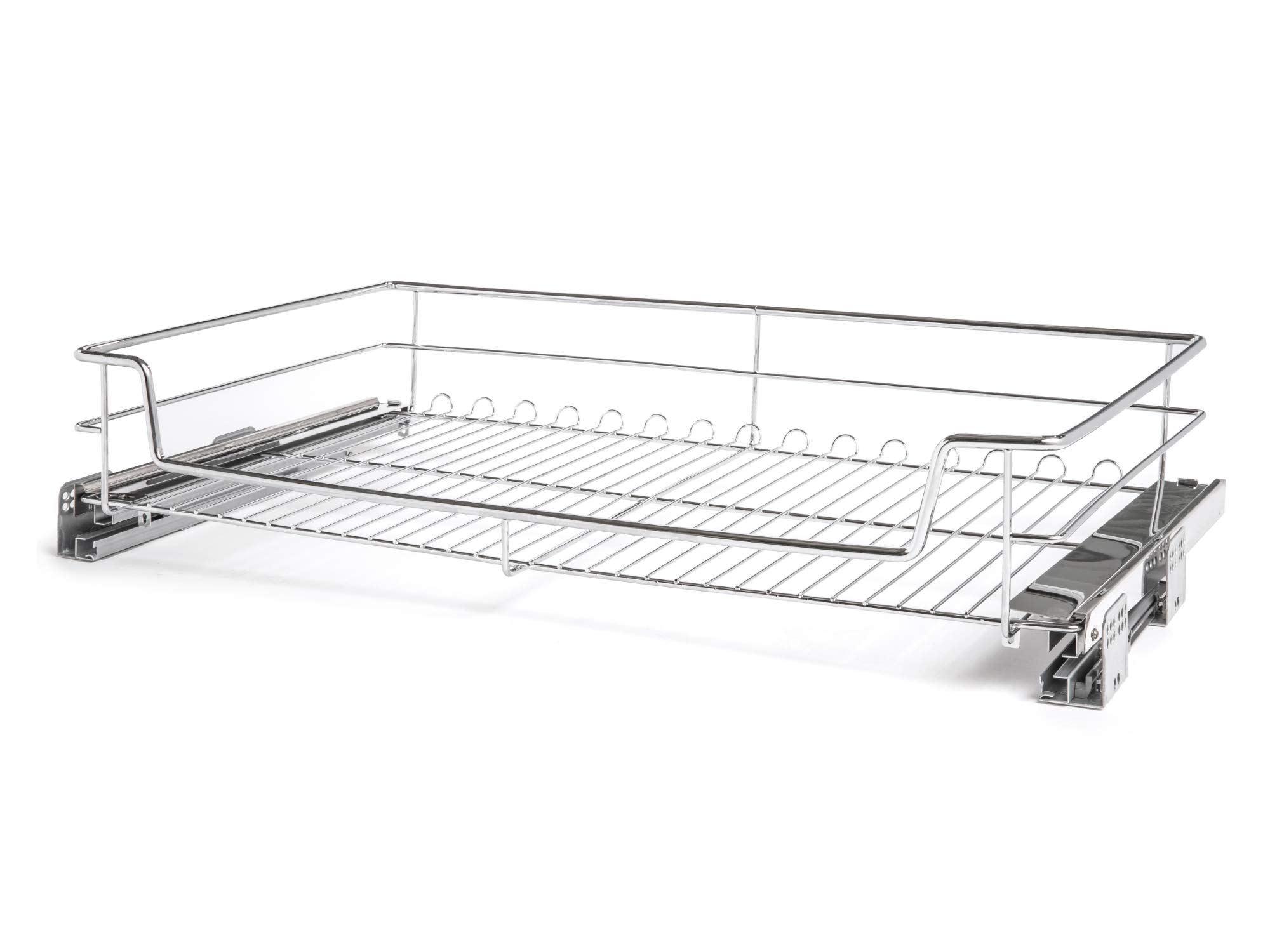NewAge Products 36-Inch Heavy Duty Steel Pull-Out Basket Organizer for Kitchen Cabinets - Chrome Finish Under Cabinet Storage Sliding Drawer (Model 80613) - Perfect for Pantry Organization, Spice Storage & Kitchen Utensil Organization
