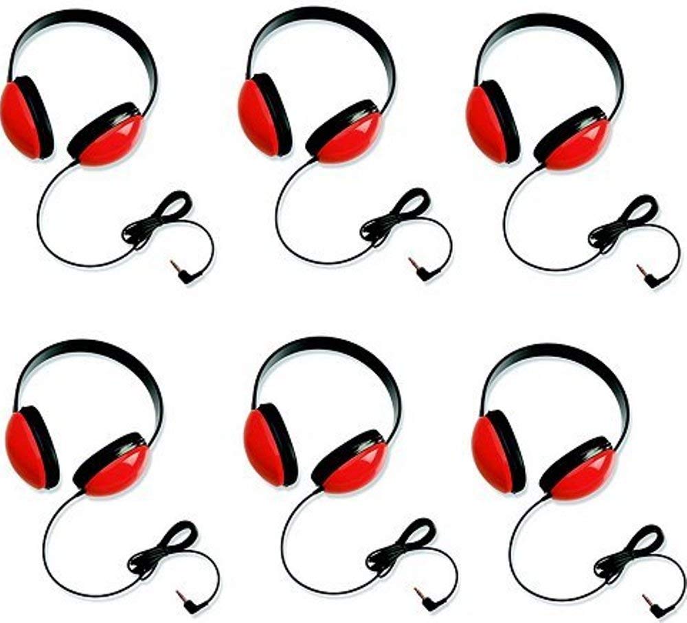 Califone 2800-RD Kids Stereo Headphones - Red (6-Pack) | Durable School Headphones for Classroom Learning, Online Education & Homeschooling