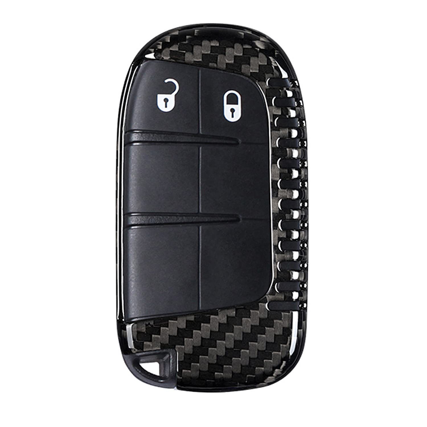 Premium Carbon Fiber Key Fob Cover for Jeep Cherokee/Compass/Grand Cherokee/SRT/Renegade - Lightweight Glossy Black Protective Case (Style B) - Perfect for Daily Use, Travel & Car Enthusiasts