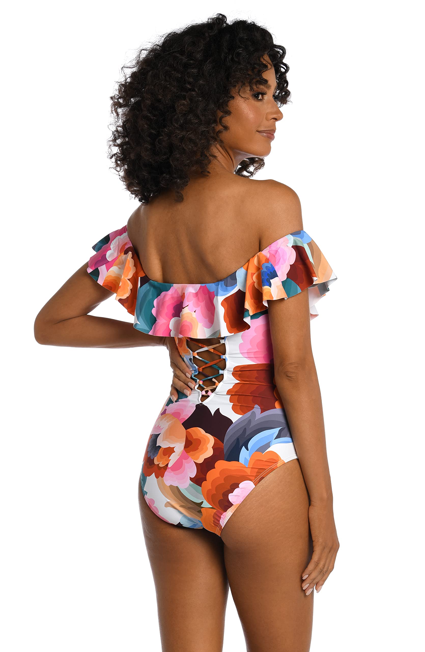 La Blanca Women's One Piece Swimsuit - Off Shoulder Ruffle Bathing Suit for Beach, Pool & Vacation | Sexy Summer Swimwear with Adjustable Straps