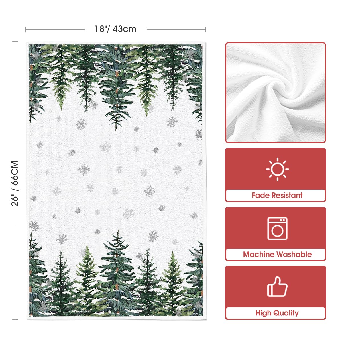 Artoid Mode Hello Snowflakes Winter Kitchen Towels - Set of 2 Christmas Pine Tree Decorated Dish Towels (18x26 Inch) | Holiday Home Decor, Festive Kitchen & Dining Accessories