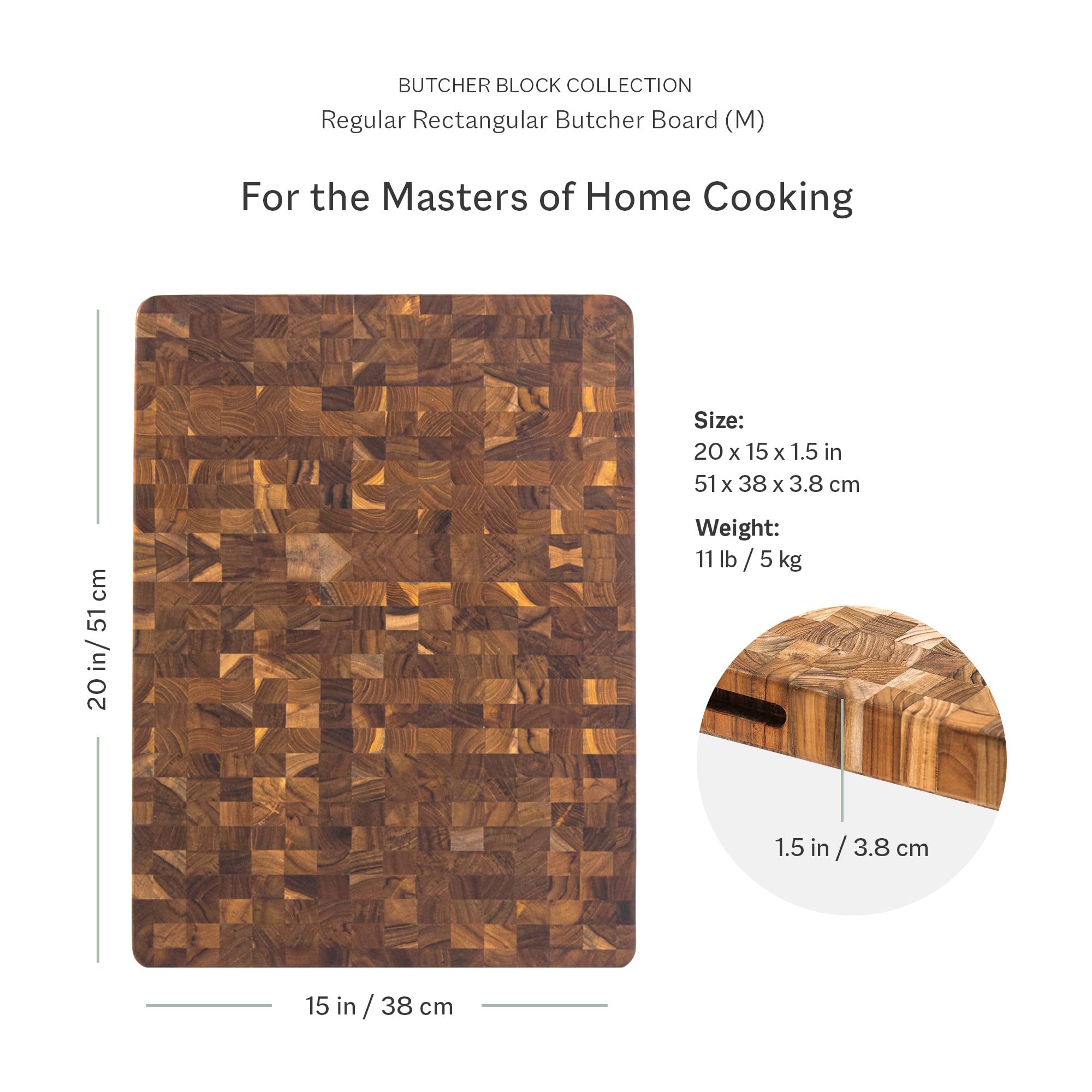Premium Teak End Grain Butcher Block Cutting Board - Medium Size Wooden Chopping Board - Knife-Friendly Surface - FSC Certified - Perfect for Kitchen Prep, Meat Cutting & Serving Charcuterie