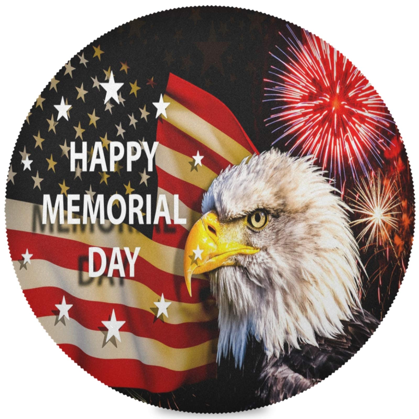 Kaariok American Flag Round Placemats - Patriotic 4th of July & Memorial Day Table Decor - Fireworks Themed Circle Table Mats for Dining & Kitchen - Perfect for BBQ Parties, Holiday Gatherings & Patriotic Home Decor