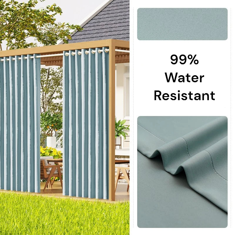 Durable All-Weather Antibacterial Outdoor Curtains - Custom Size for Patio, Deck, and Poolside Privacy - Waterproof & UV Resistant
