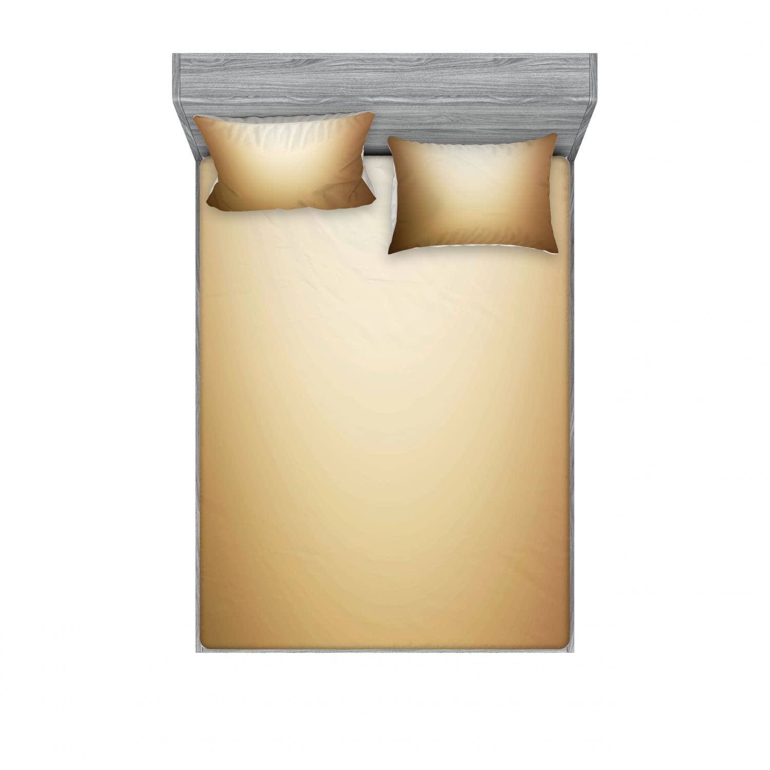 Ambesonne 2-Piece Queen Size Fitted Sheet Set with 4 Pillow Shams - Abstract Modern Brown & Cream Bedding Collection | Soft Wrinkle-Resistant Sheets for Cozy Bedroom Decor & Guest Room Essentials