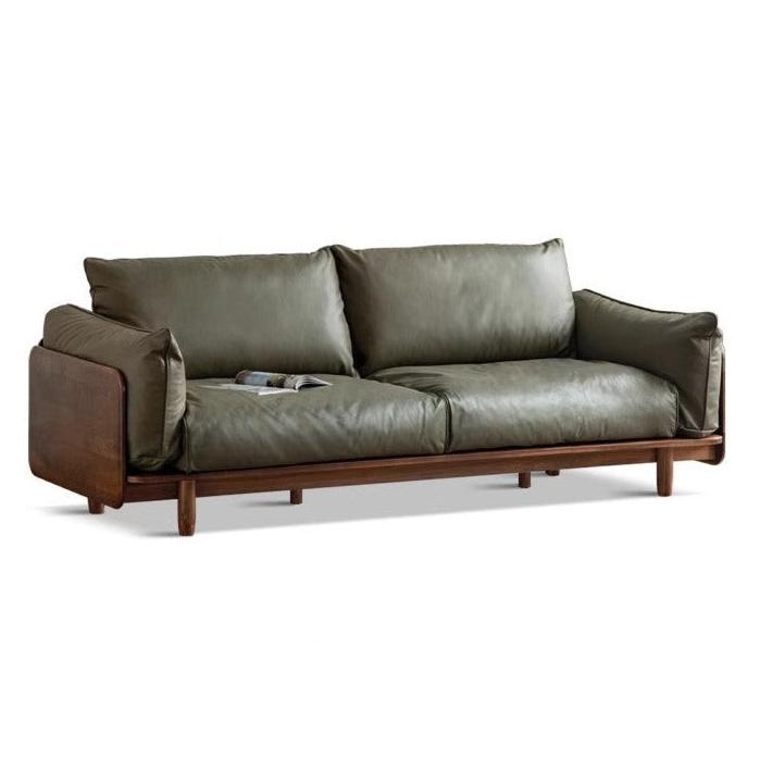 86.2x37.4x31.8 inch / 219x90x81сm / Walnut color / three-seat sofa (leather two colors optional)