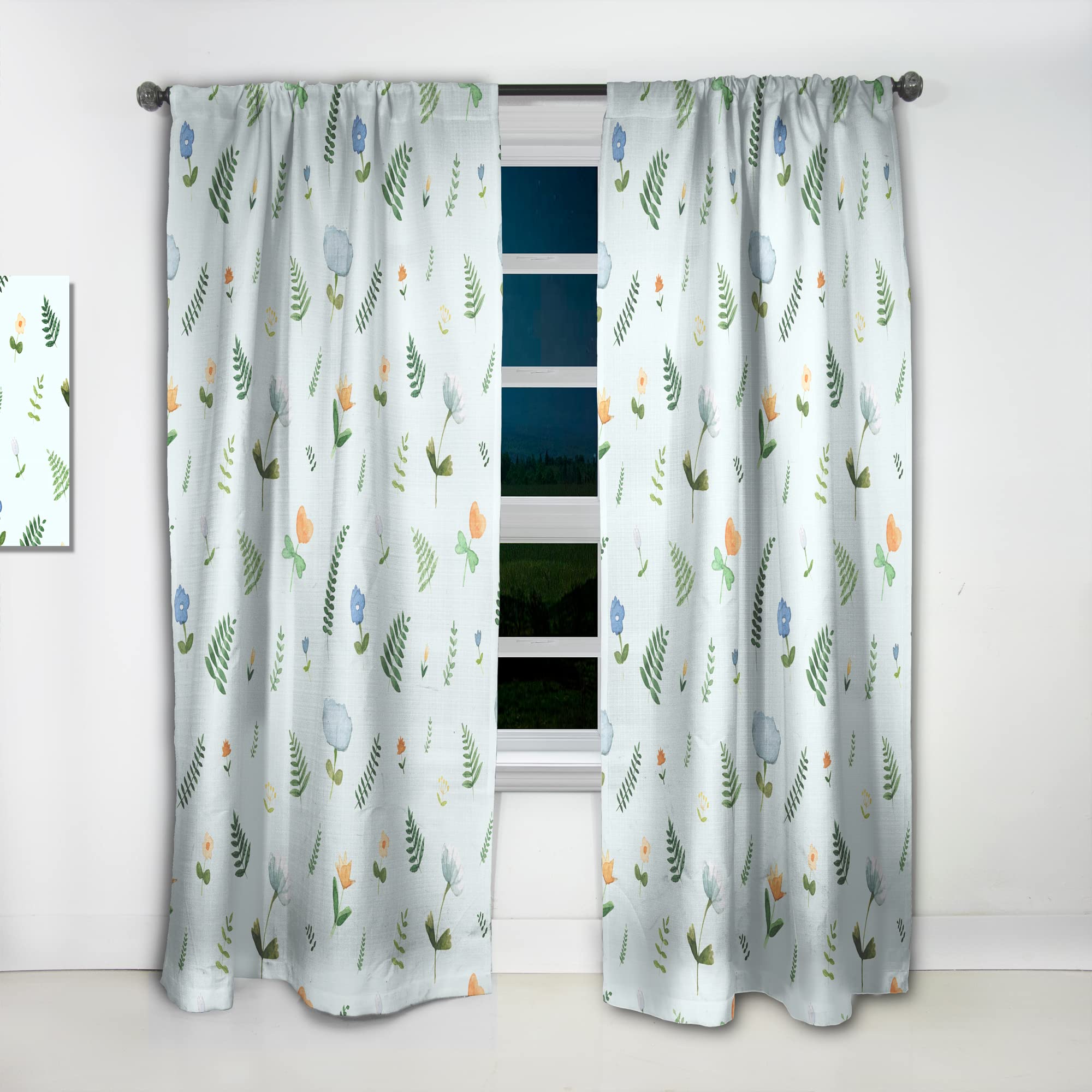 Retro Floral Pattern IX Thermal Insulated Curtains - 52x84 Inch Single Panel for Bedroom & Living Room - Blackout Drapes for Home Decor, Privacy & Energy Efficiency